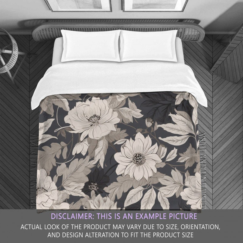 Floral Black/White Microfiber Comforter, Twin Extra Long Comforter