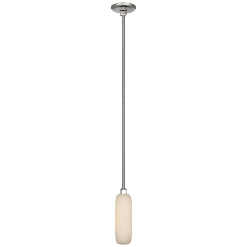 Kelly Wearstler Formosa Single Pendant with Alabaster, Polished Nickel, 56" H x 3.25" W x 3.25" D