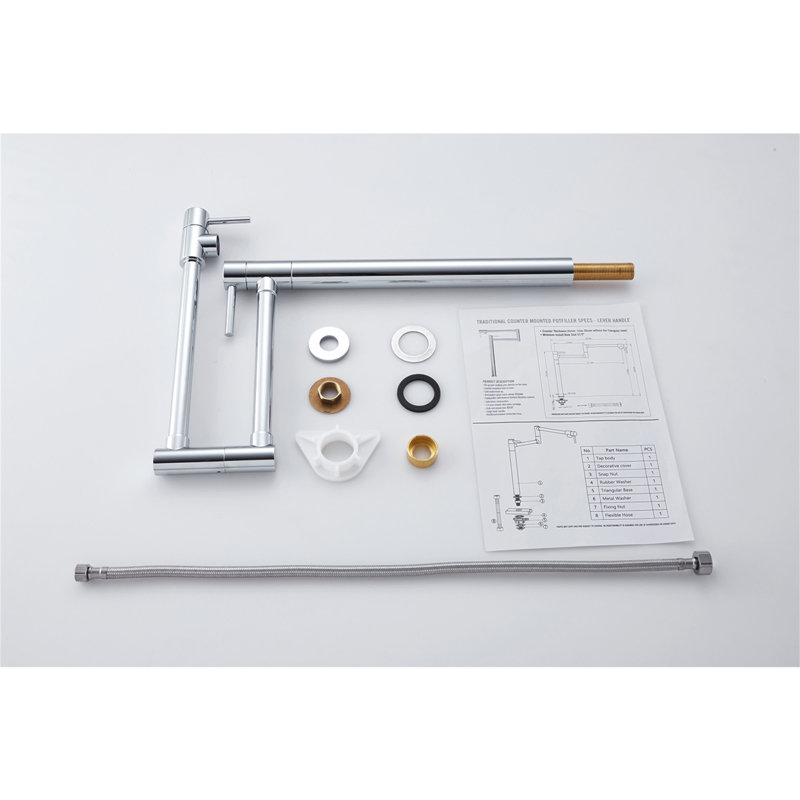 Robinet remplisseur de pot avec tige d'extension, Chrome chrome