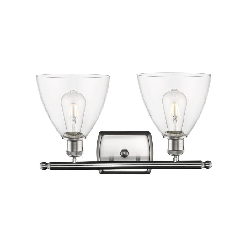 Éclairage pour meuble-lavabo 2 lumières Shauna, DEL, Transparent, Nickel satiné brossé