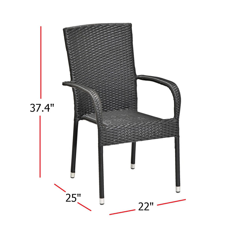 Lorenzo Wicker Outdoor Stackable Dining Armchairs