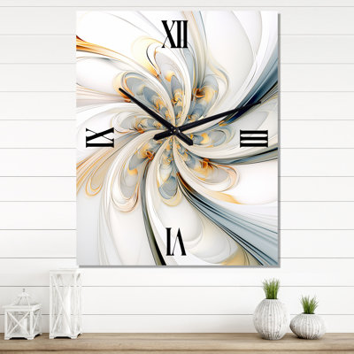 Horloge murale moderne Fractal Flower Joy In Cosmic White II - Fractals