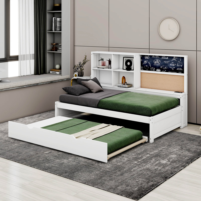 Lit de jour avec tablettes de rangement Browyn, Simple