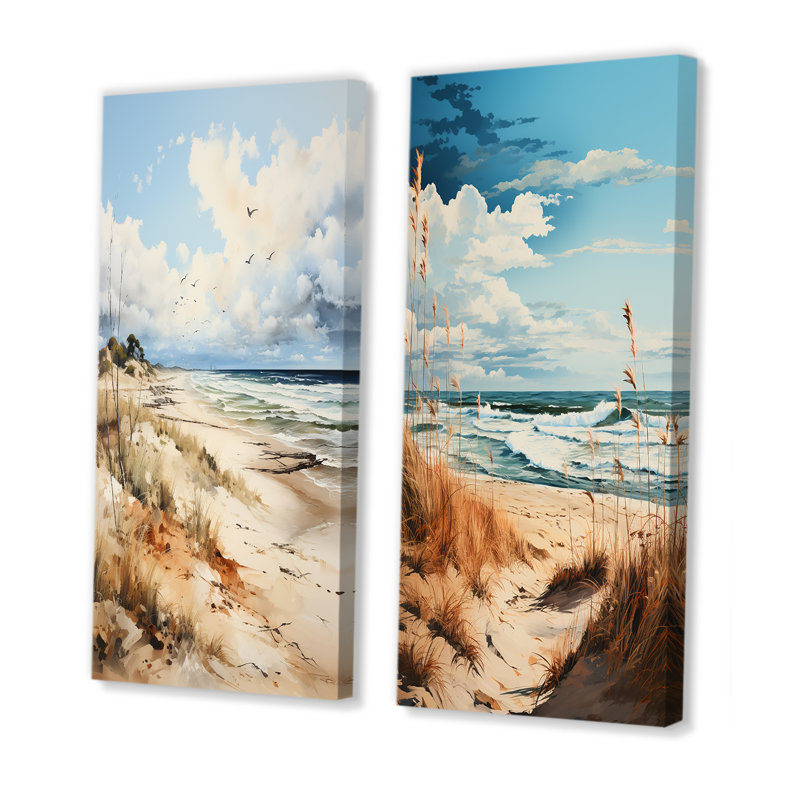 «Beachside Whispers», 2 pièces sur toile, Toile tendue, H 32 po x l 32 po