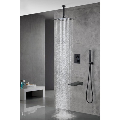 Système de douche thermostatique avec bec de baignoire en cascade
