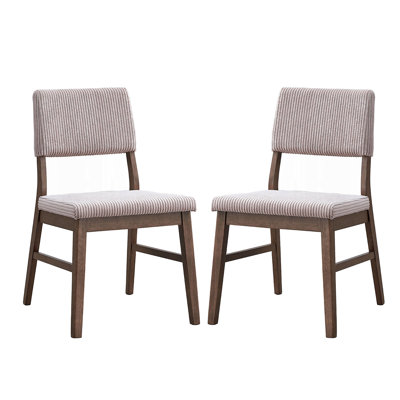 Ensemble de 2 chaises de salle à manger rembourrées en velours côtelé en noyer