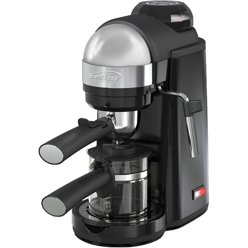 Brentwood 800 Watt Cappuccino Brewer And Espresso Maker W/ Frothing Wand, Black