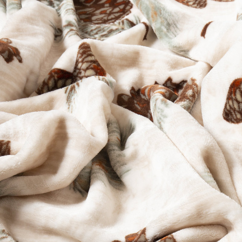Rustic Pine Lightweight Fleece Sherpa Reversible Throw Blanket