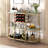 Itasca Metal Wine Bar Stand with 4-Tier Storage, Tempered Glass Wine Rack Table with Glass Holders