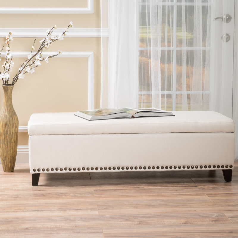 Banc de rangement rembourré Brookland, Beige