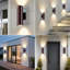 Ensemble de 2 appliques murales d'extérieur à capteur de crépuscule à aube à DEL H 12 ", IP65 avec applique en aluminium-2039687076-2039687077