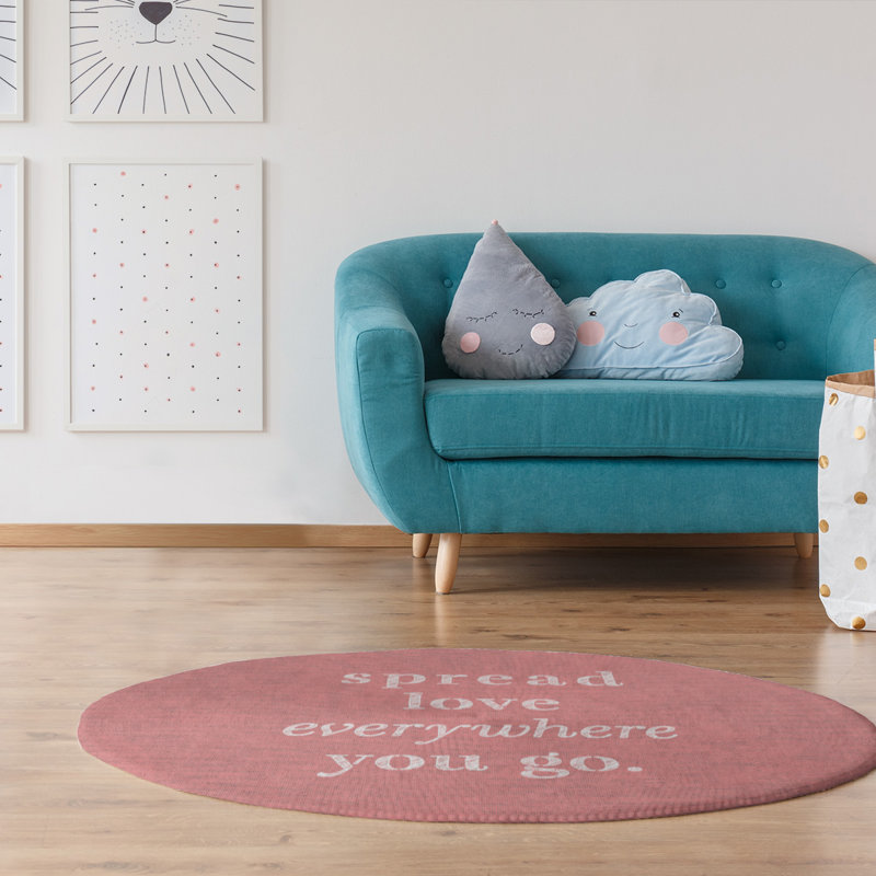 Tapis en poly-chenille à l’amour, Rond 5 pi