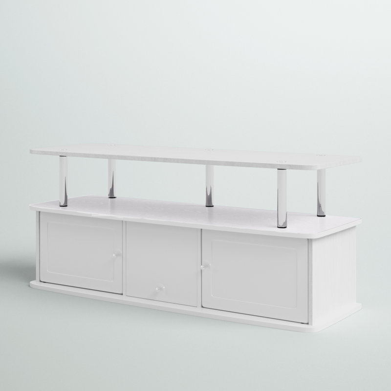 Meuble télé avec 3 armoires de rangement et tablette pour téléviseur de 55 po ou moins Edwin, Blanc