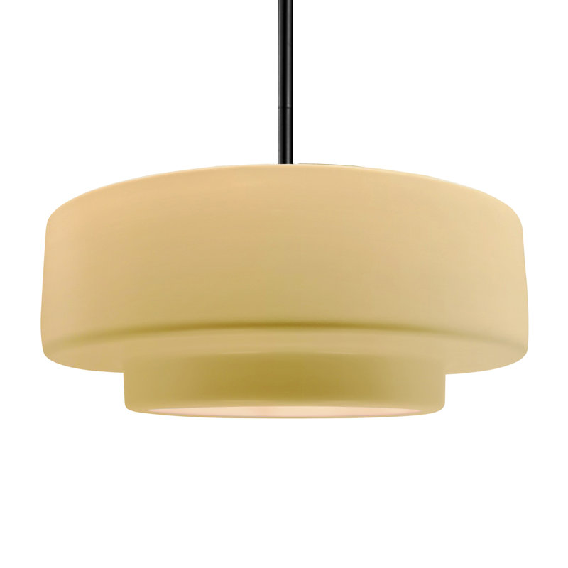 Luminaire suspendu à 1 lumière Meydan - DEL, Jaune pâle / laiton, Noir mat, H 6 po x l 16,25 po x P 16,25 po
