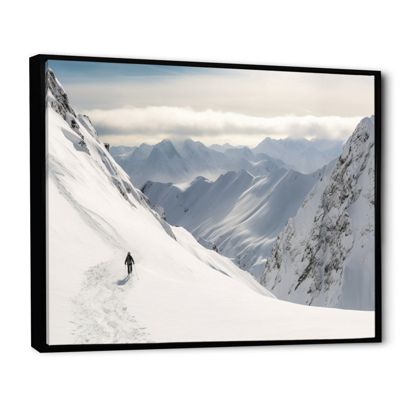 Winter Mountain Top I - reproduction sur toile, H 34 po x l 44 po x P 1,5 po, Cadre flottant noir