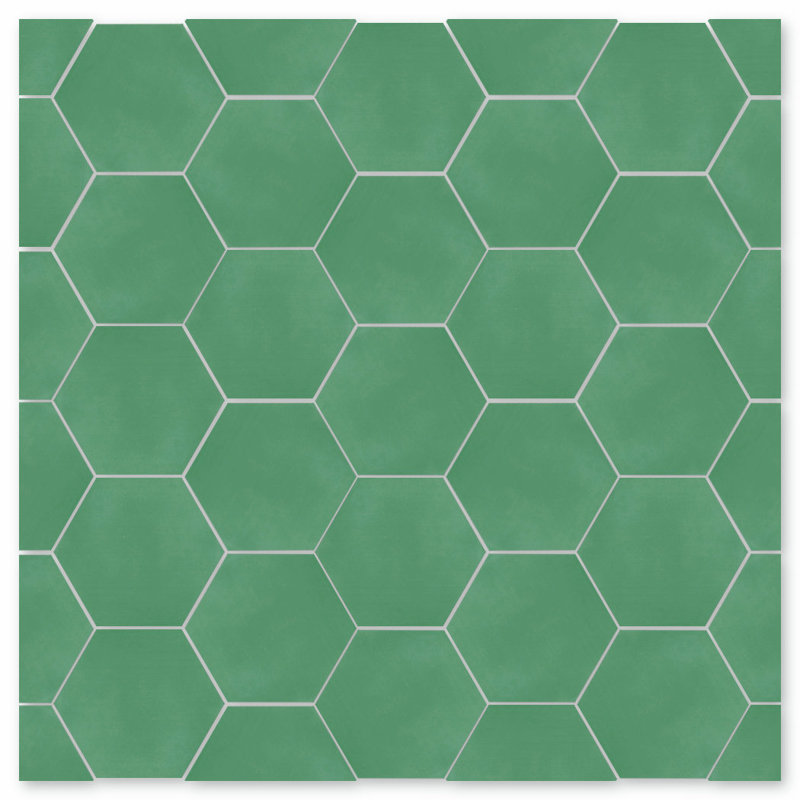 Carreau de ciment 8 po x 9 po Solid Hex, Monte Verde