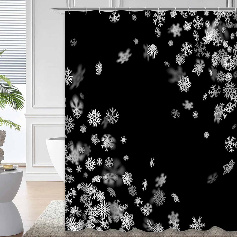 Rideau de douche avec 12 crochets Snowflakes, L 72 po x l 72 po