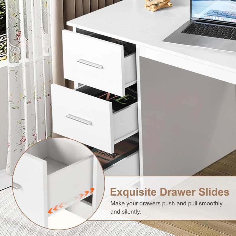 Computer Desk with Hutch, White