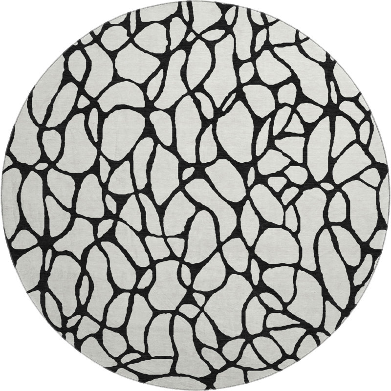 Tapis géométrique lavable à la machine de qualité supérieure Mayfield AMF1023, Rond 8 pi