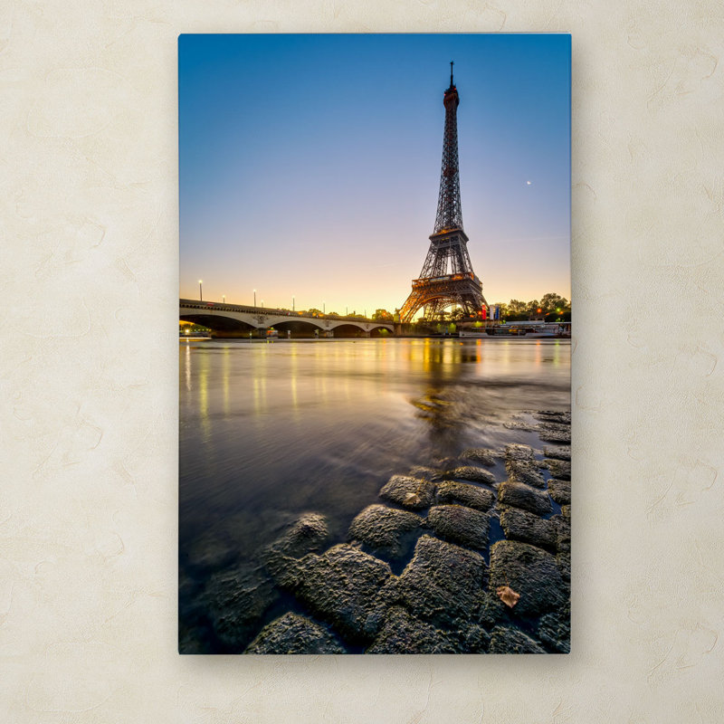 Sunrise in Paris Framed Canvas Art 32" x 22"