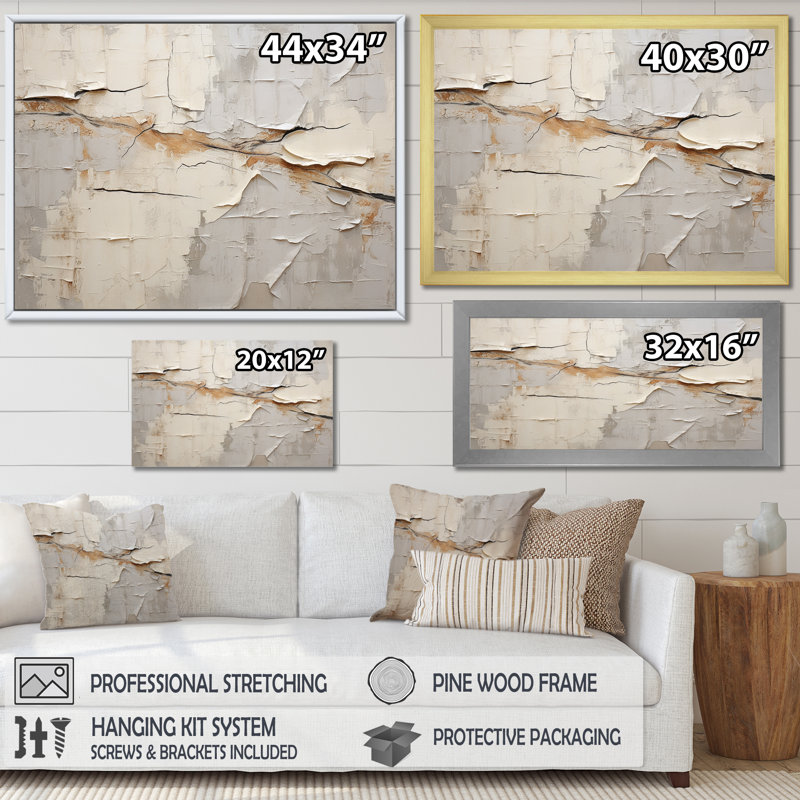 Abstrait beige brun, collage sur route II - Collages abstraits, reproductions d'art mural, Cadre flottant doré