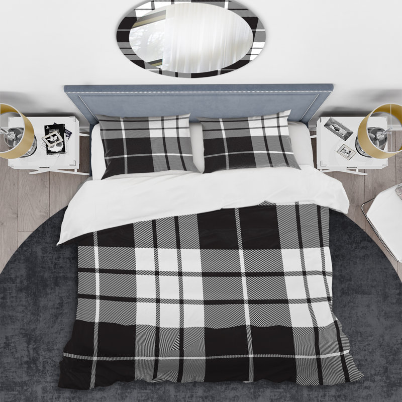 Ensemble de housse de couette en microfibre noir / argenté 3 pièces, Housse de couette simple + 1 taie décorative stan