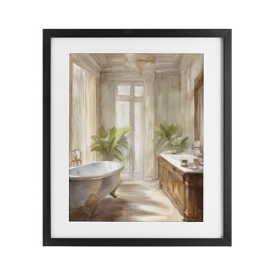 Serenity Bath Bathroom Painting Framed Print Under Glass, design by Kim Allen