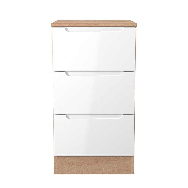 Bisma 37cm W Manufactured Wood Bedside Table, White/Oak