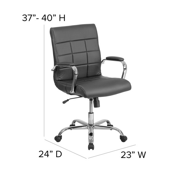 Jayen Mid-Back Vinyl Executive Swivel Office Chair with Chrome Base and Arms