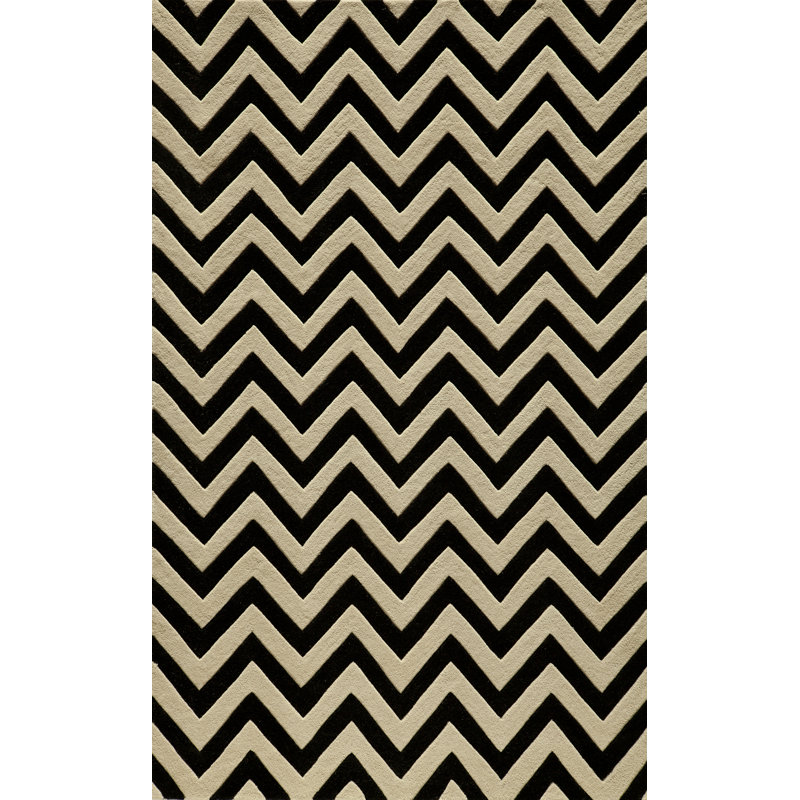 Delhi Hand-Tufted Black/Ivory Area Rug, 8' x 10'