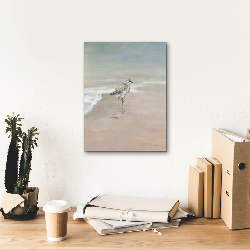 «Shorebirds On The Sand 2» par Danhui Nai, art mural sur toile, H 16 pi x l 12 pi