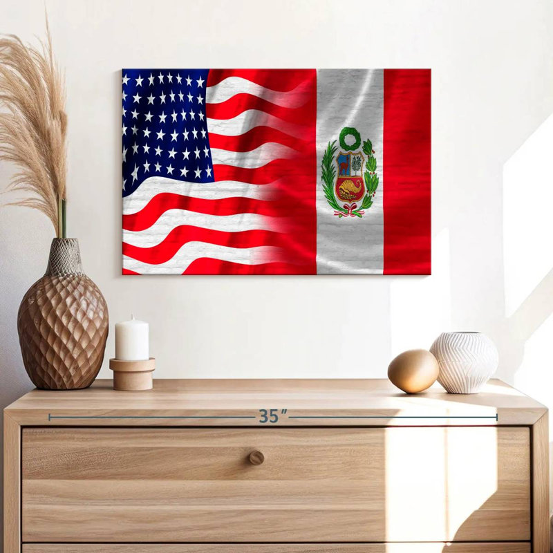 Borges Peru And USA Flags, 16" H x 24" W
