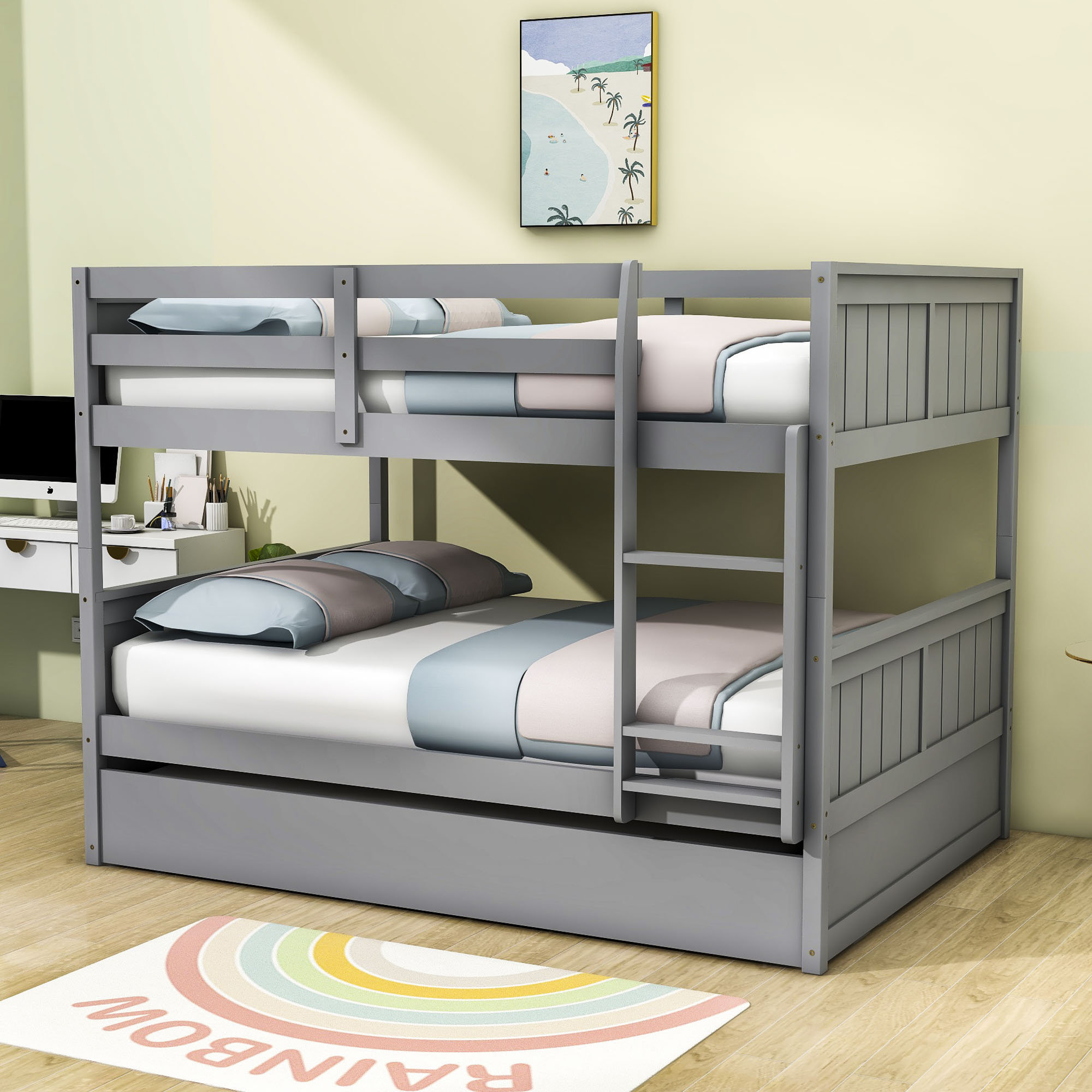 Harriet Bee Farasiko Full Over Full Bunk Bed, Wood Bunk Bed with ...