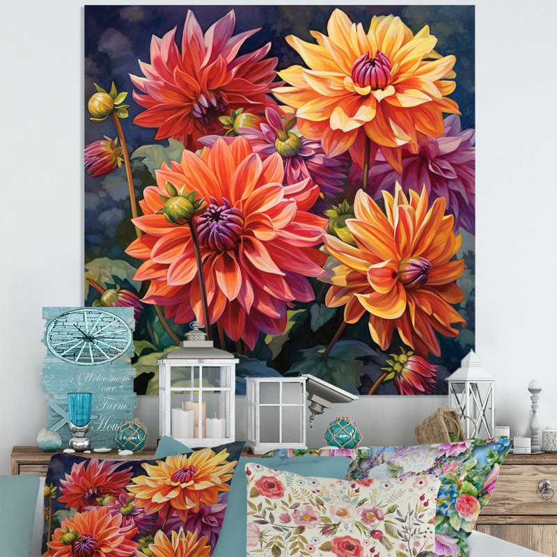 «Garden Dahlia Palette II», reproduction non encadrée sur métal, H 36 po x l 36 po x P 1 po