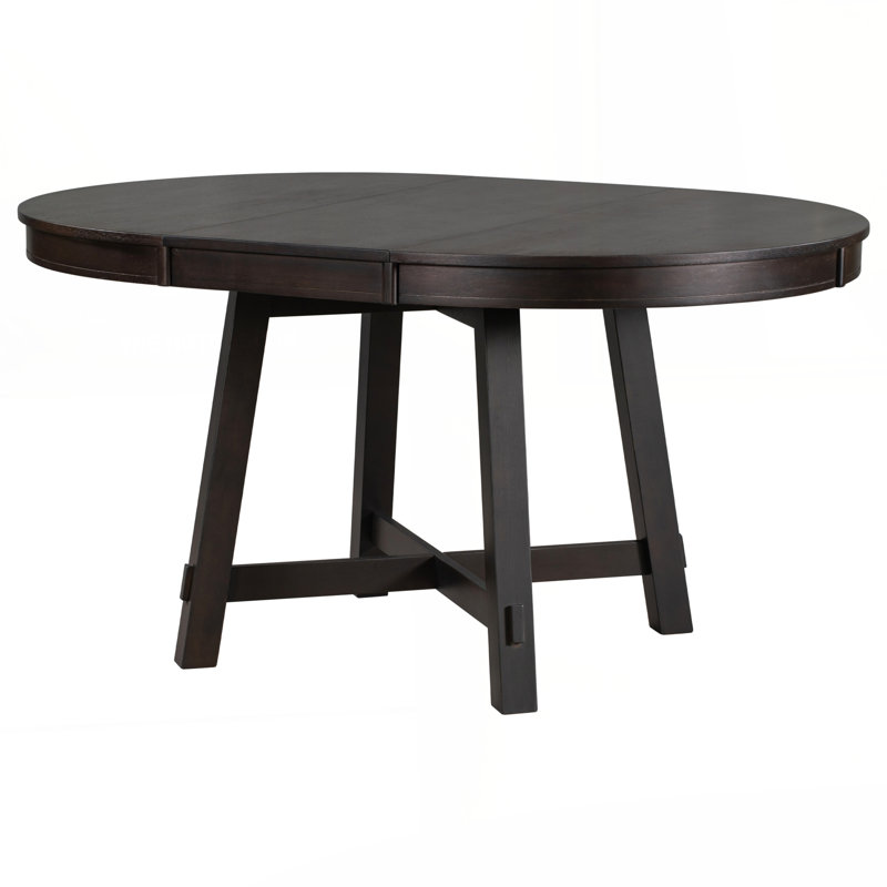 Table de salle à manger à rallonge en bois Trexm Farmhouse, Espresso, Espresso