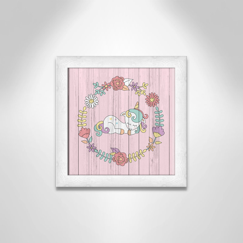 Décoration murale pour enfants, H 14 po x l 14 po x P 0,63 po, Encadré plat à grain de bois blanc