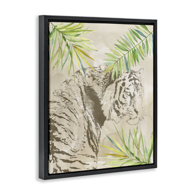 Impression sur toile «Tiger Impression & Palms Floater» par Carol Robinson