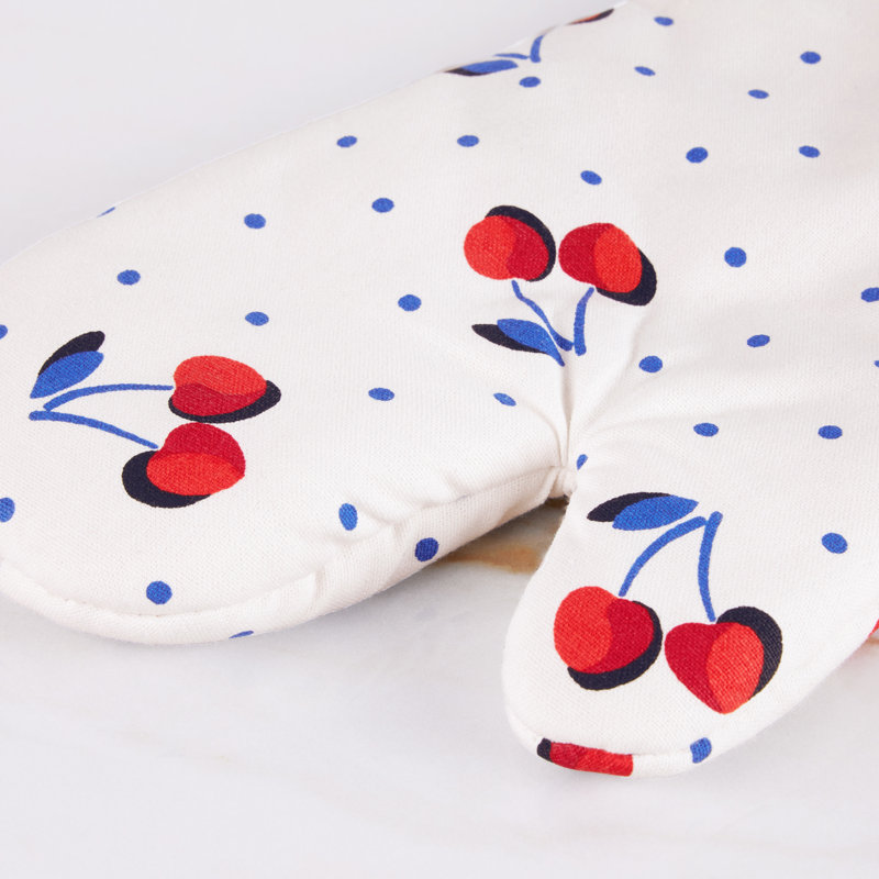 Kate Spade New York Cherry Dot Kitchen Towel, Oven Mitt & Pot Holder 4-Pack, Absorbent & Heat Resistant, 100% Cotton