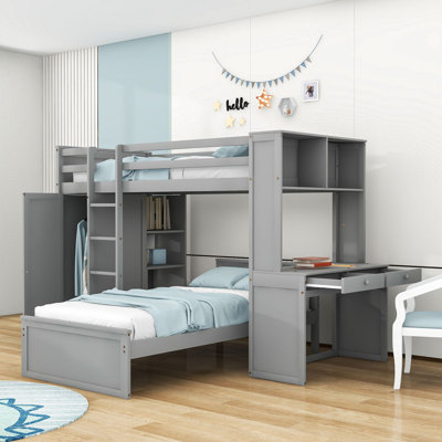 Fetterly Kids Twin Loft Bed with a Stand-alone bed and Drawers