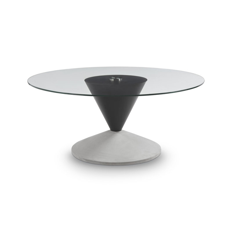 Neel Pedestal Coffee Table, Grey/Black, Black