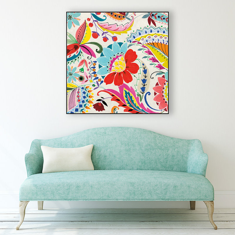 «Boho Paisley II» par Portfolio - Impression sur toile, H 30 po x l 30 po x P 1,25 po, Cadre noir