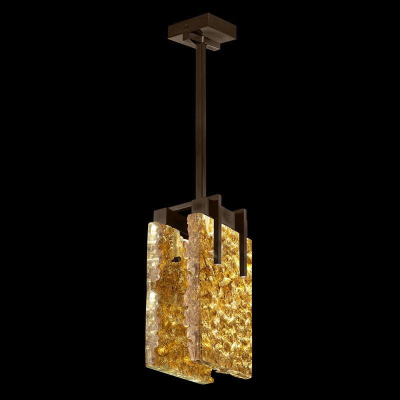 Terra 2 - Light Unique/Statement Pendant, Gold, Bronze, 11" H x 7.75" W x 7" D