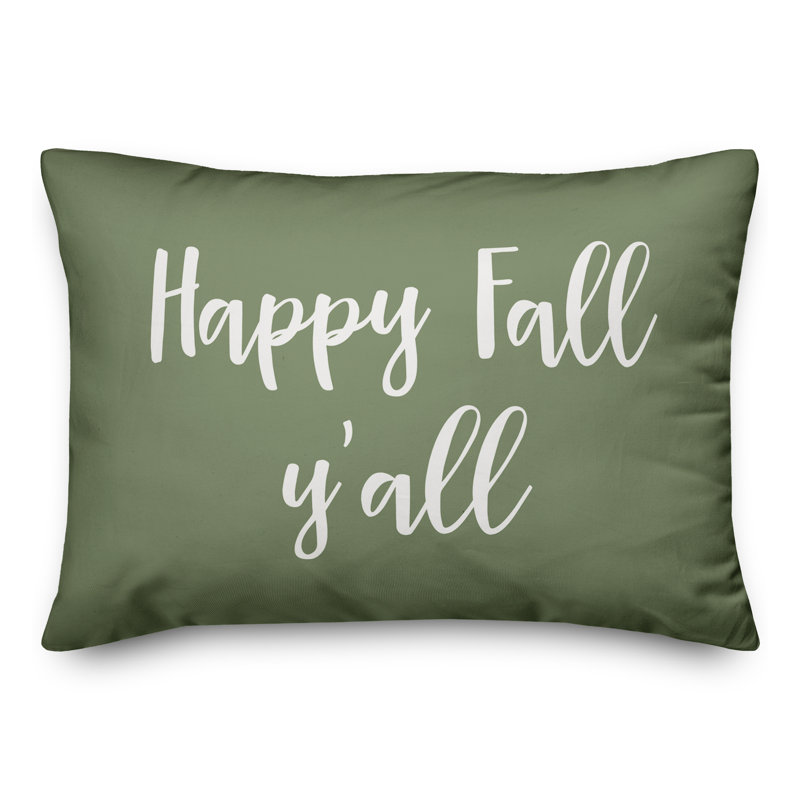  Coussin Happy Fall, Y'all, vert