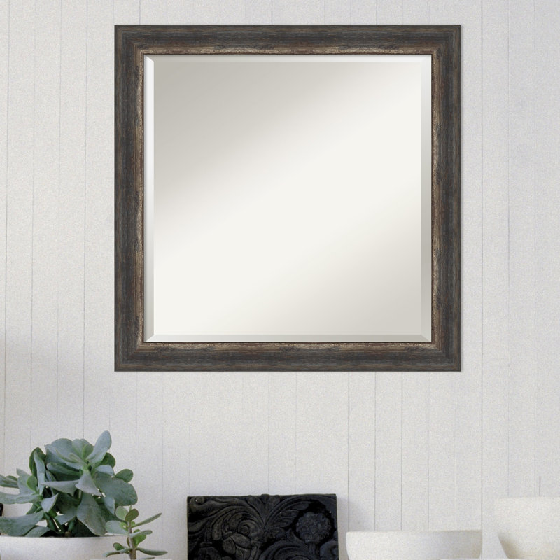 Miroir mural de salle de bain Roulston, Gris anthracite, 23,5 po x 23,5 po