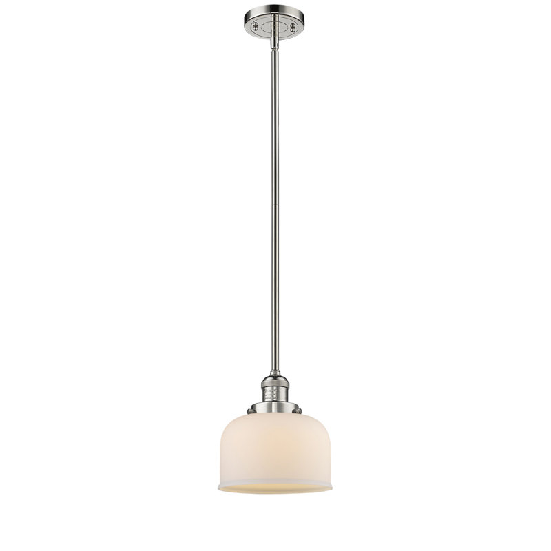 Arakel 1 - Light Single Pendant, Matte White Cased, Polished Nickel