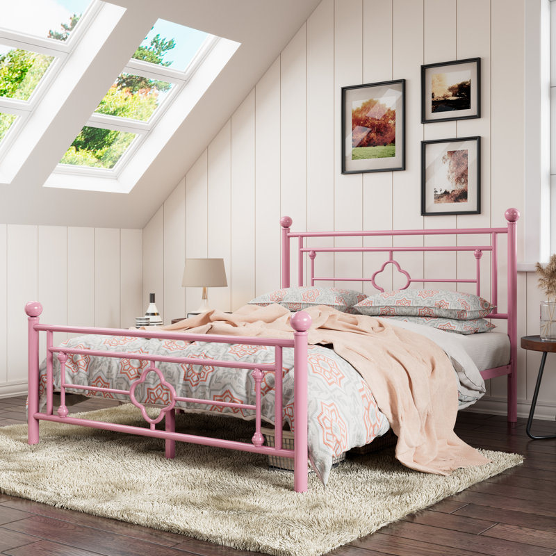 Eroftei Modern Metal Platform Bed Frame，No Box Spring Needed, Easy Assembly, Full, Pink
