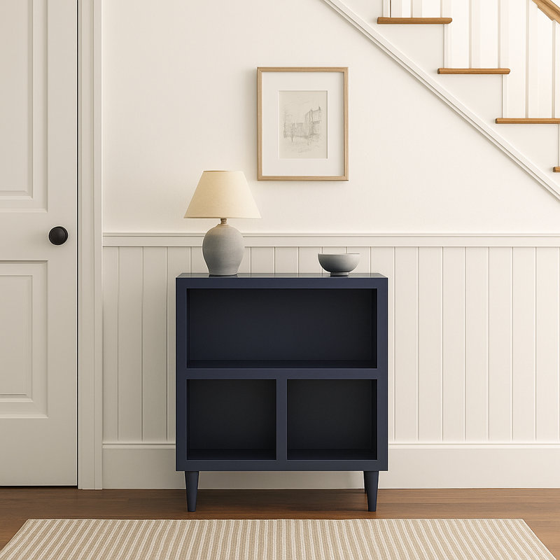 Luna Contemporary 2-shelf Bookcase, Bookshelf for Home Office & Living Room Storage, Deep Blue