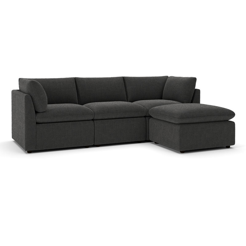 Canapé modulaire 4 pièces Kallie, Tissu bouclé fumée Davis