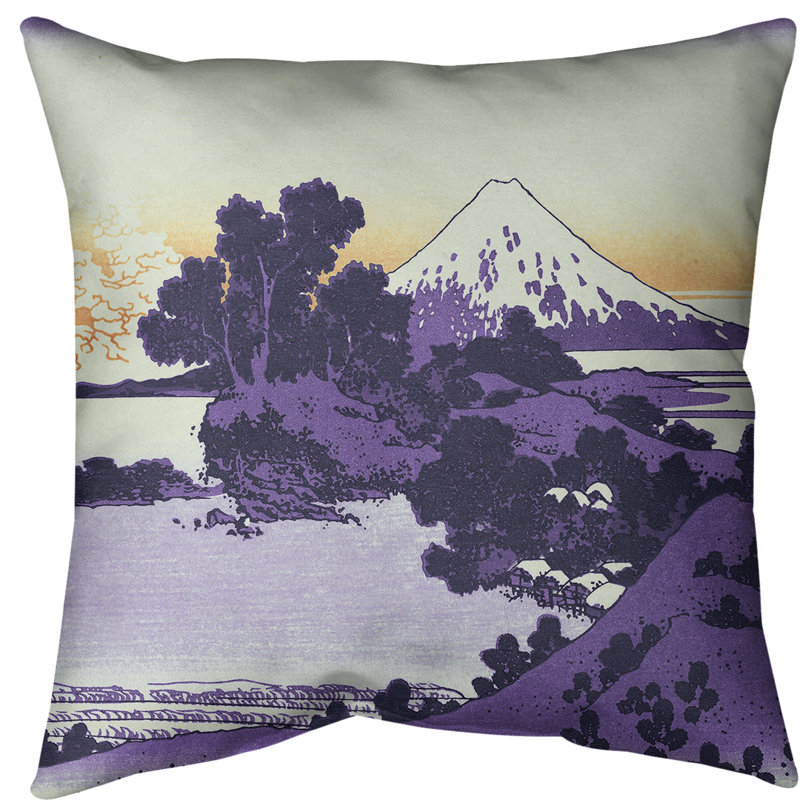 Oreiller Katsushika Hokusai Shichiri dans la province de Sagami, Mauve et orange, Sergé de coton