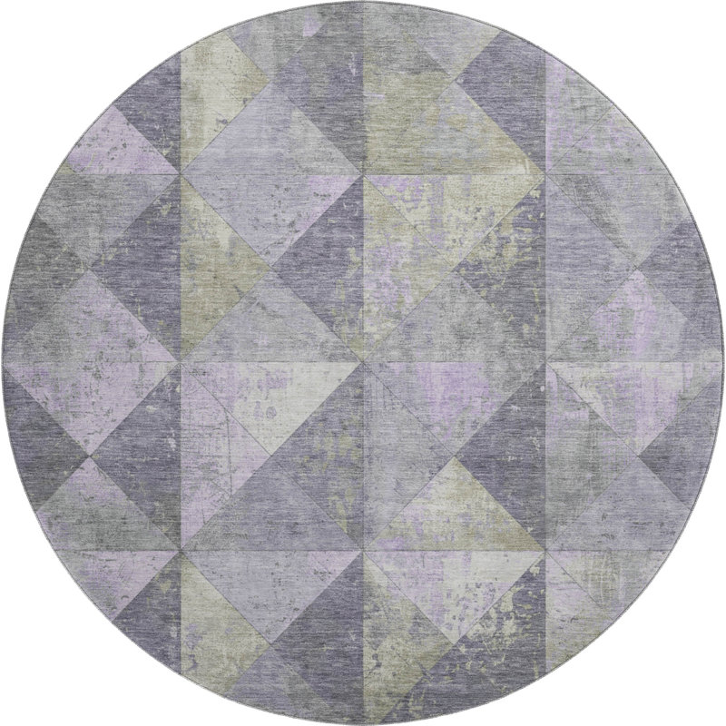 Premium Machine Washable Varroville AMF1721 Geometric Rug, Round 8'